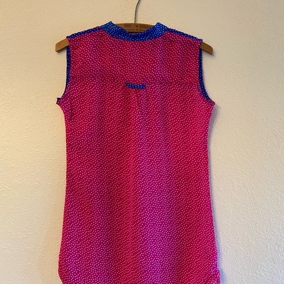 Anaya Pink and Blue Polk Dot Sheer Blouse - Picture 4 of 6